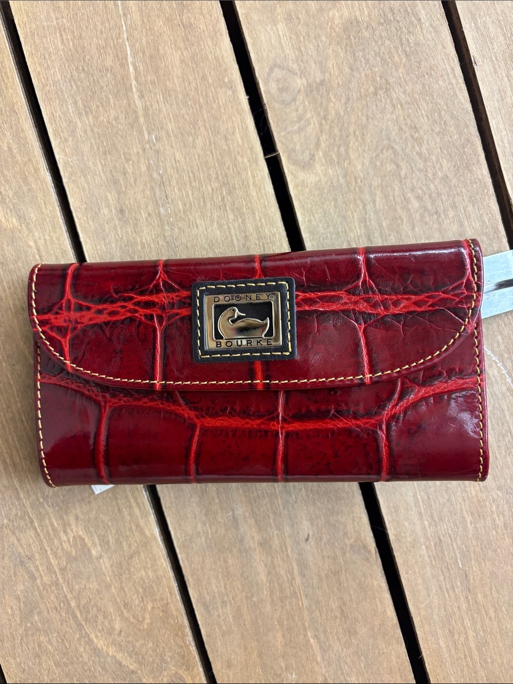 Dooney & Bourke Red Croc-Embossed Leather Continental Wallet